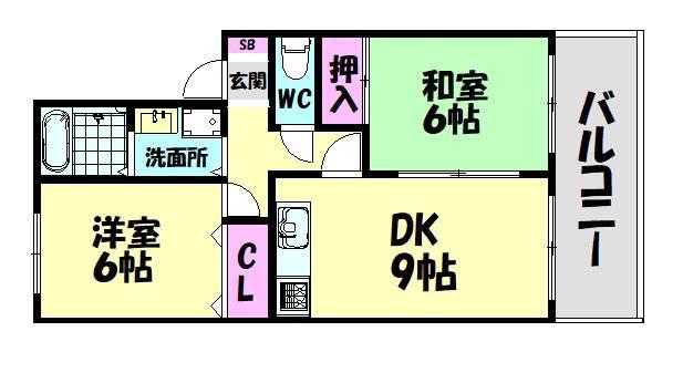 ニューライフ(2DK/1階)の間取り写真