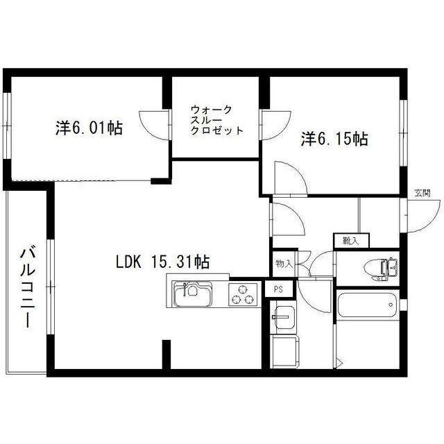 ノルド ラート(2LDK/2階)の間取り写真