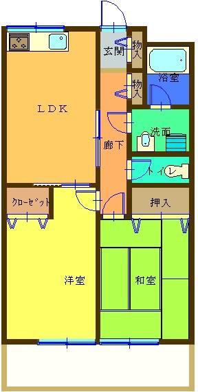 メゾンウィステリア(2DK/2階)の間取り写真