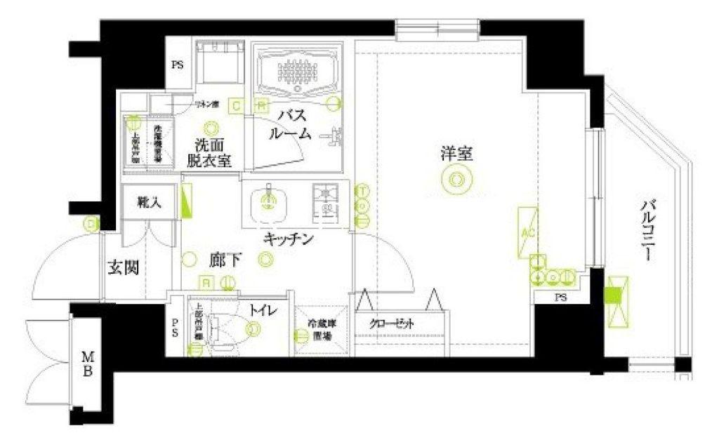 ズーム浜松町(1K/3階)の間取り写真