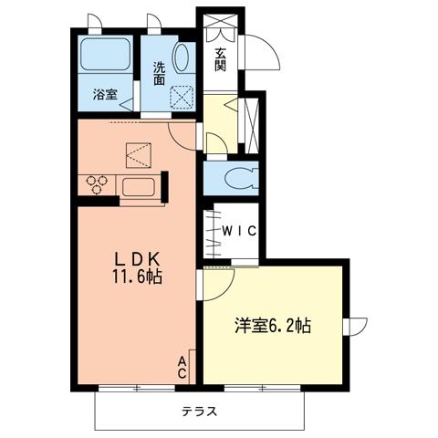 フェリシア(1LDK/1階)の間取り写真