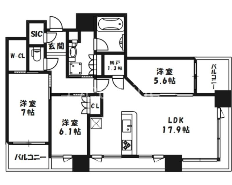シティタワー梅田東(3SLDK/41階)の間取り写真