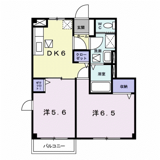 フォレストヒルズA(2DK/2階)の間取り写真