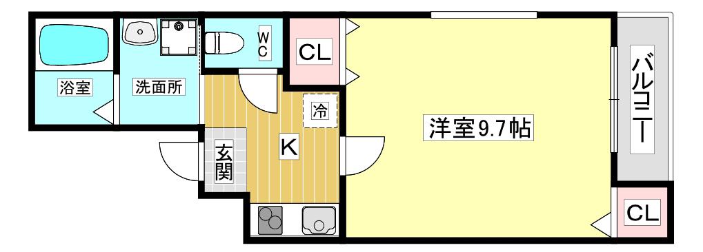 フジパレス西宮 ノース(1K/2階)の間取り写真