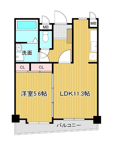 オールセインツ(1LDK/15階)の間取り写真