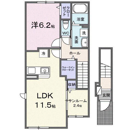 メゾン・ストリートII(1LDK/2階)の間取り写真