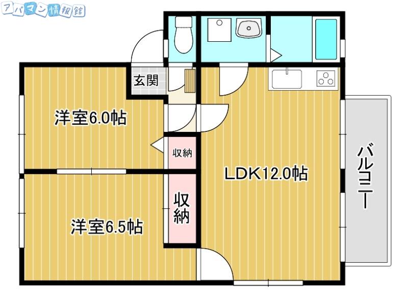 ヴィラ信濃(2LDK/2階)の間取り写真