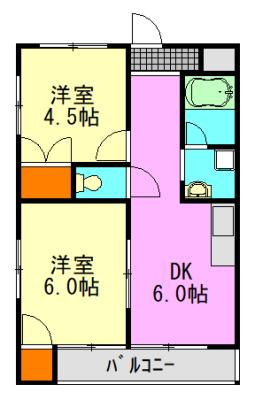 保ビル(2DK/3階)の間取り写真