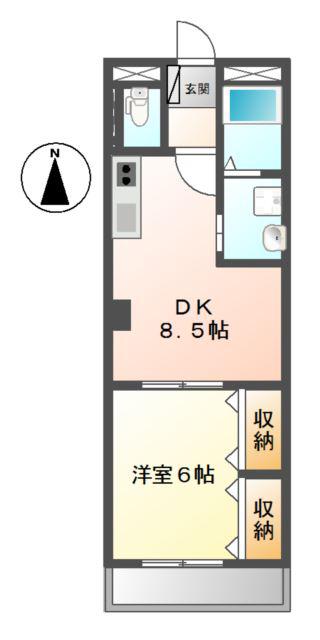 山陽電鉄網干線 平松駅 徒歩5分 2階建 築27年(1DK/2階)の間取り写真