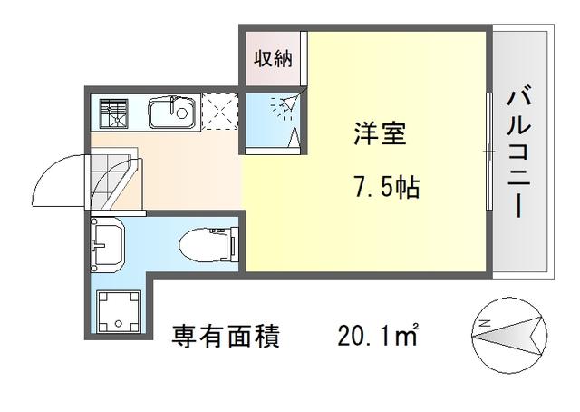 ハイム京都下鴨(1K/2階)の間取り写真