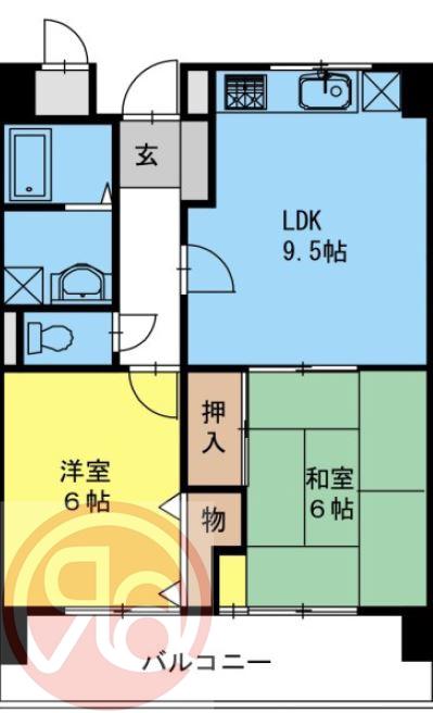 グレイスピア夕凪(2LDK/4階)の間取り写真