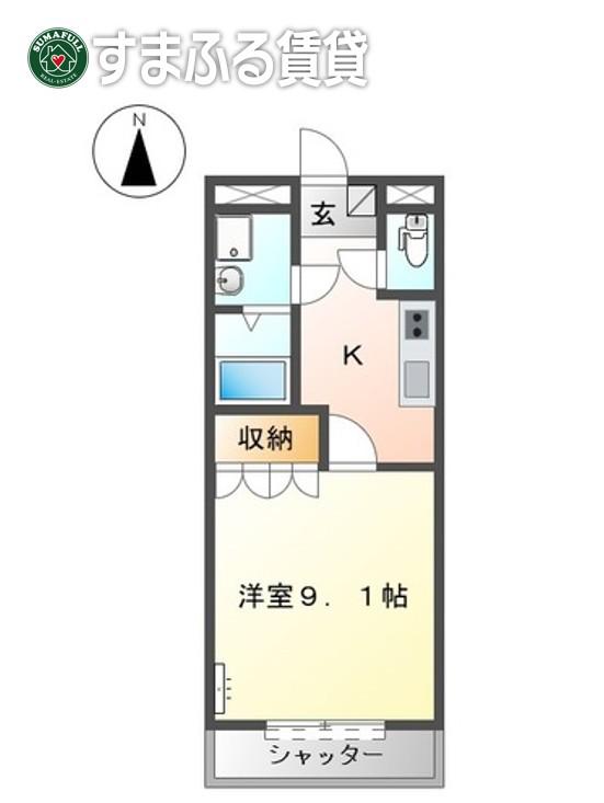 プランドールA(1K/1階)の間取り写真