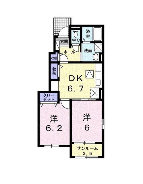 ライクスリー II(2DK/1階)の間取り写真