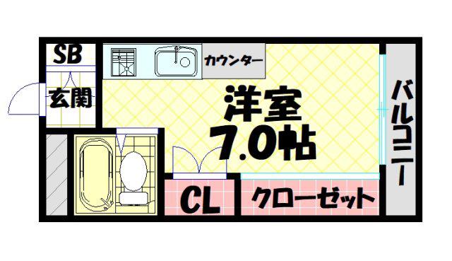 大国町池田マンション(ワンルーム/9階)の間取り写真