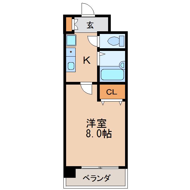 ハイツ丸の内(1K/3階)の間取り写真
