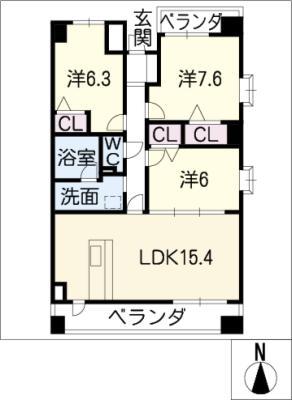 オベリスク寿(3LDK/3階)の間取り写真