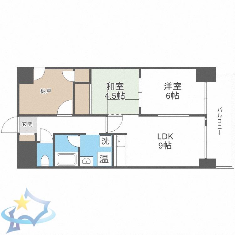 朝日プラザ一条橋(2LDK/3階)の間取り写真
