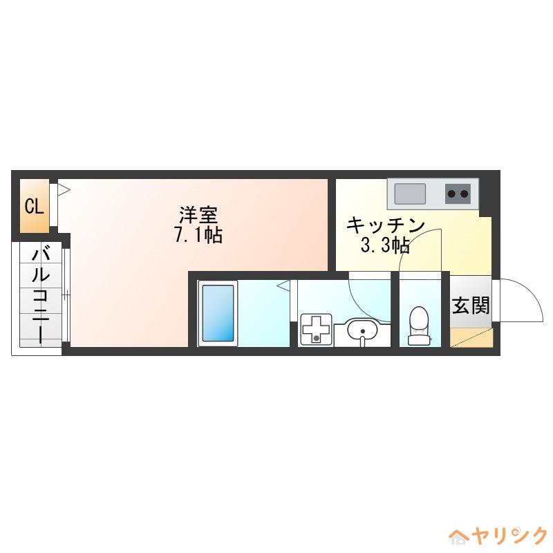 LE COCON 北名古屋II(1K/1階)の間取り写真