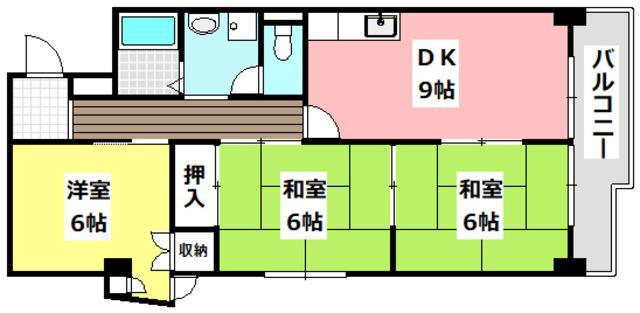 サンライズ・カーサ(3DK/4階)の間取り写真