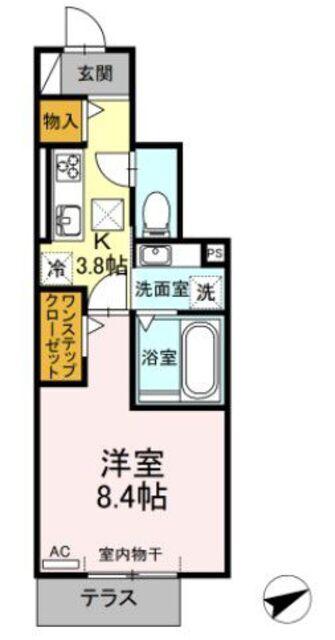 D-ROOM WING(1K/1階)の間取り写真