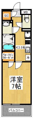 リブリ・東村山(1K/4階)の間取り写真