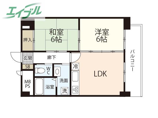 アンブシュール京橋(2LDK/7階)の間取り写真