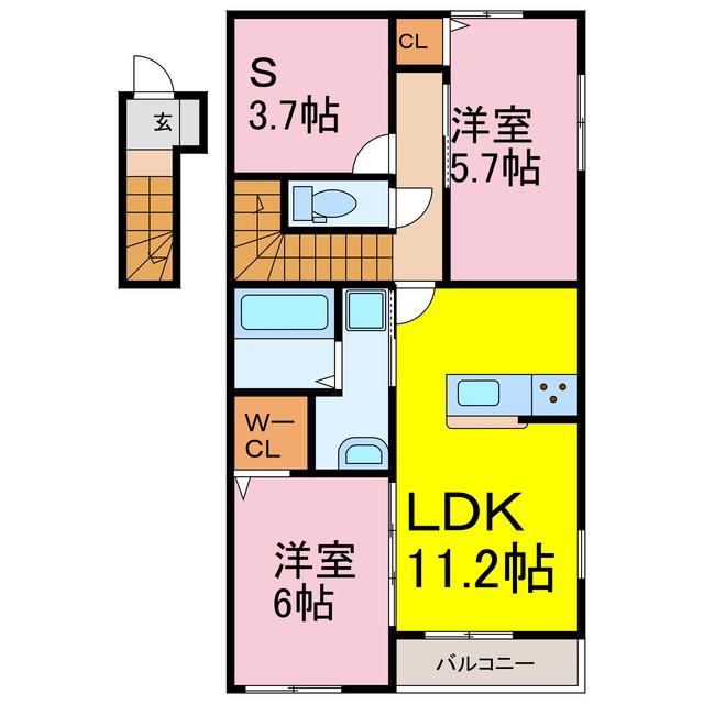 アムール久喜A棟(2SLDK/2階)の間取り写真