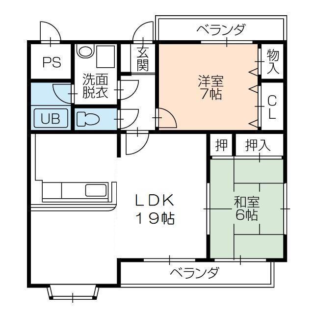 イースト8(2LDK/1階)の間取り写真