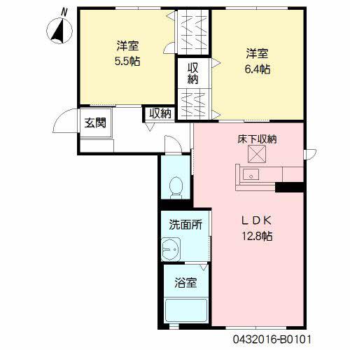 Nグランドール 弐番館B(2LDK/1階)の間取り写真