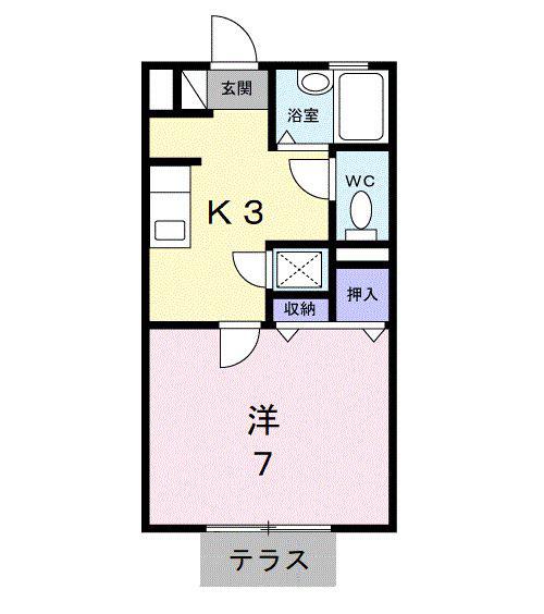 メゾンパークスA(1K/1階)の間取り写真