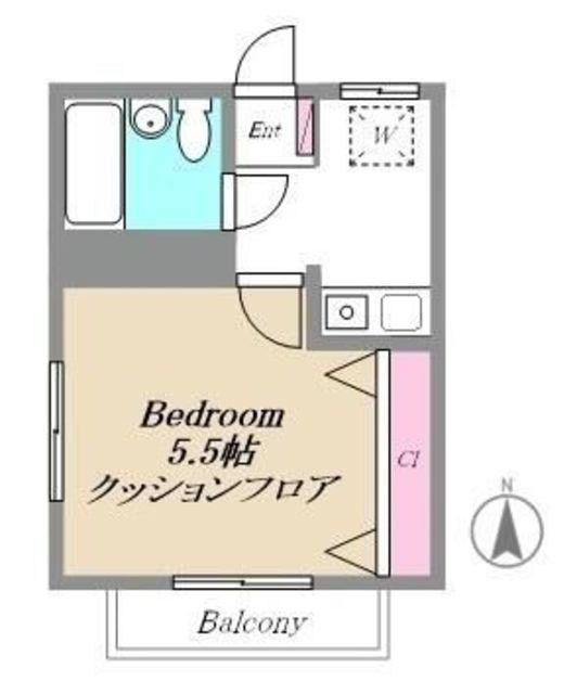 コンフォール城南G棟(1K/2階)の間取り写真