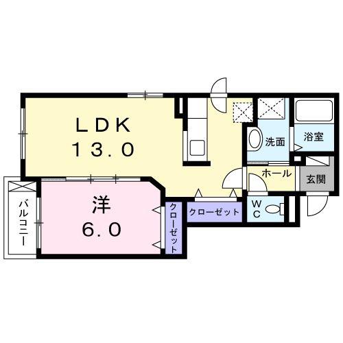 SUNPARK岩見沢(1LDK/2階)の間取り写真
