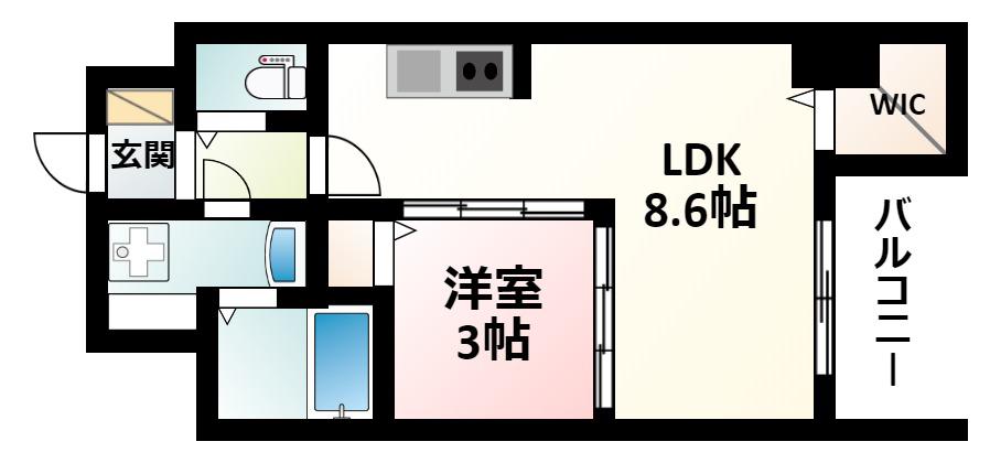 SEST新大阪(1LDK/9階)の間取り写真