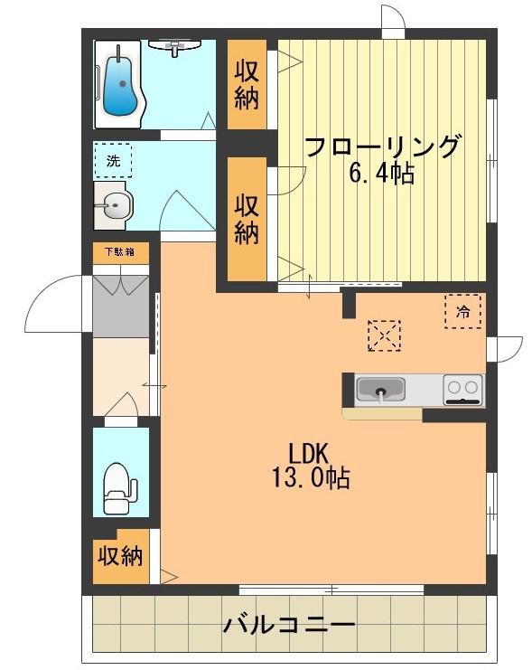 プレミアス(1LDK/1階)の間取り写真