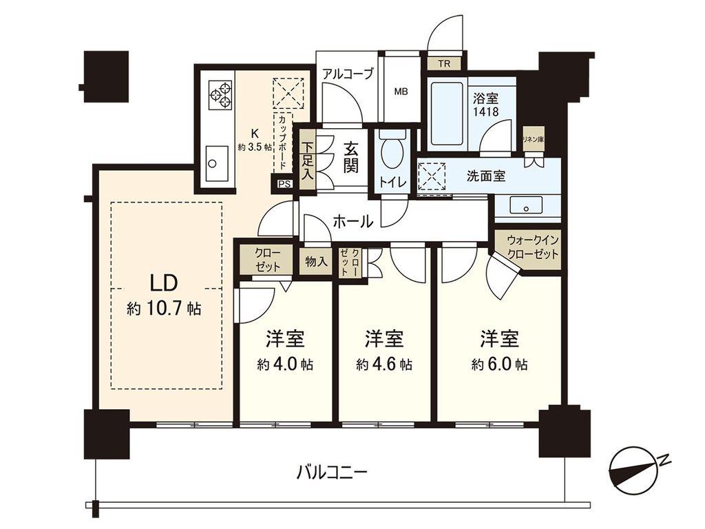 パークタワーあすと長町(3LDK/26階)の間取り写真