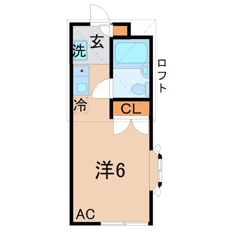 CHERRY HOUSE 川田(1K/1階)の間取り写真