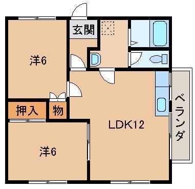 ハイム御幸台(2LDK/2階)の間取り写真