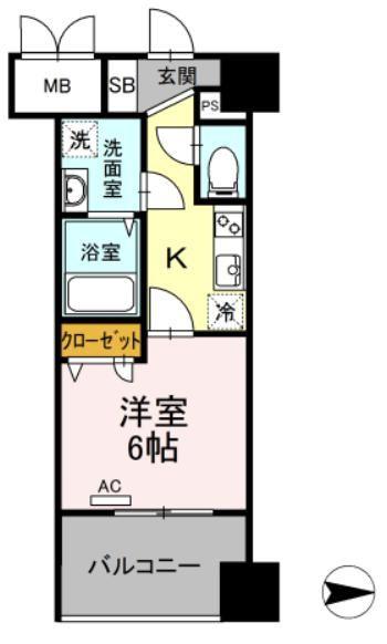 TRIO MARE 蔵前(1K/5階)の間取り写真