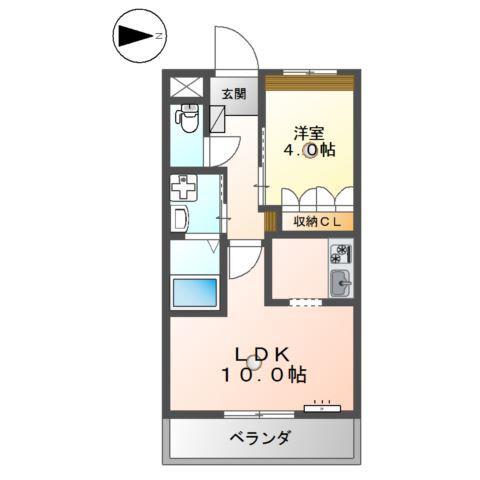 アクアサイド(1LDK/2階)の間取り写真