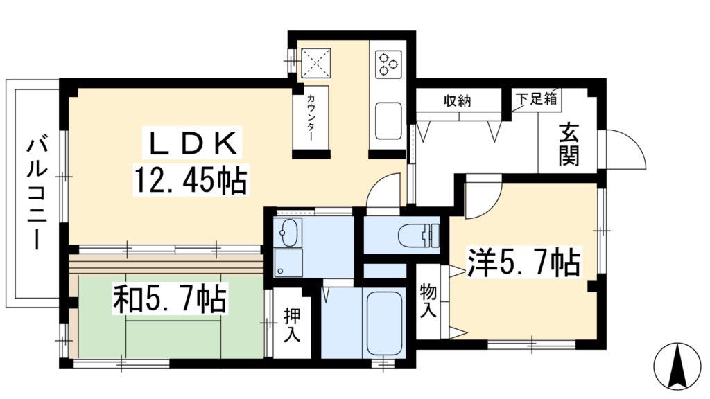 シェ・アニタ(2LDK/2階)の間取り写真