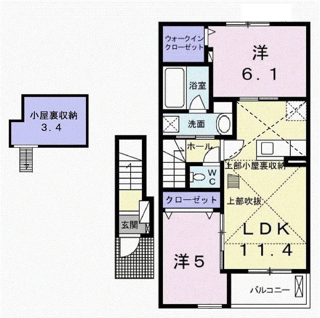 クリスティズ コートI(2LDK/2階)の間取り写真