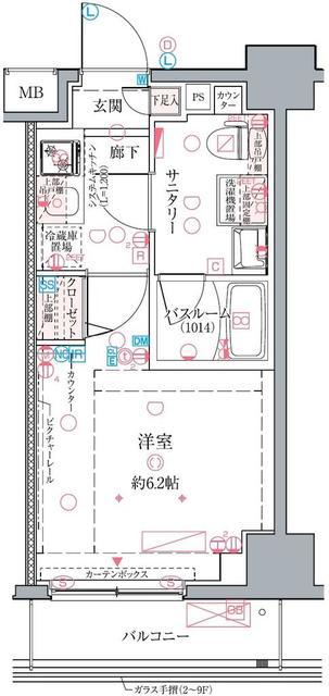 クレヴィスタ綾瀬(1K/9階)の間取り写真