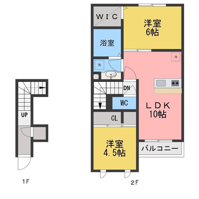 ルリアン(2LDK/2階)の間取り写真