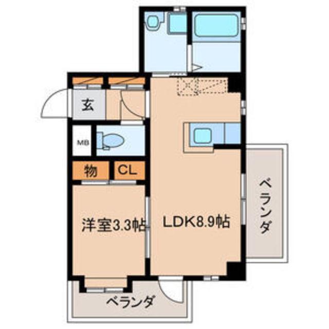 ラ・セーヌ高宮(1LDK/4階)の間取り写真