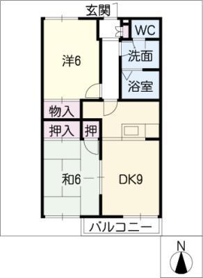 SUNNY FLAT(2DK/1階)の間取り写真
