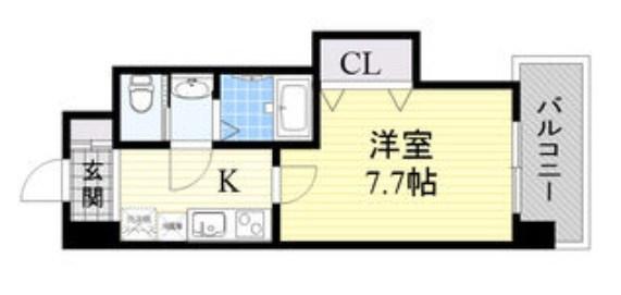 LUXE新大阪I(1K/9階)の間取り写真