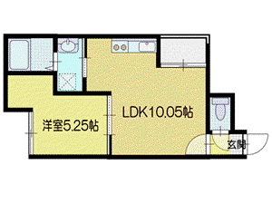 ユーファー水天宮(1LDK/2階)の間取り写真