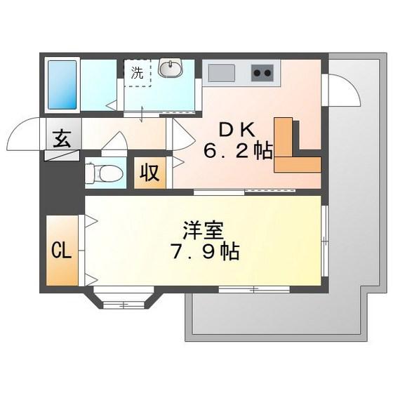 ラフィーネ大供(1DK/2階)の間取り写真