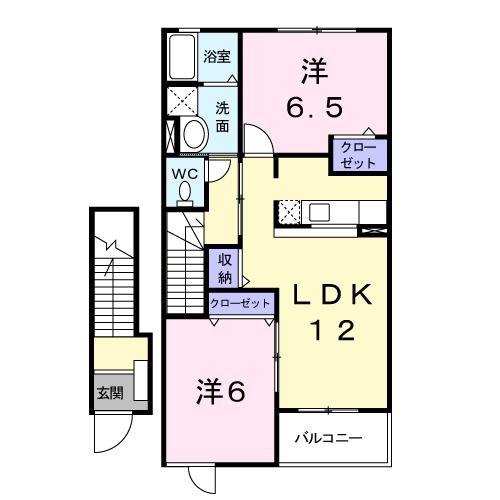 クレメントE(2LDK/2階)の間取り写真