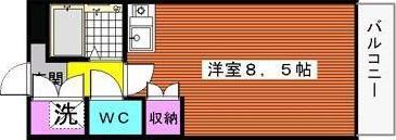 ノーベルハウス(ワンルーム/2階)の間取り写真